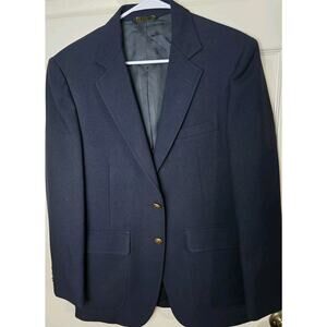 Vtg 60s 70s Blazer Jacket Suit Sport Coat Blue Polyester Disco Brookford Men 40S